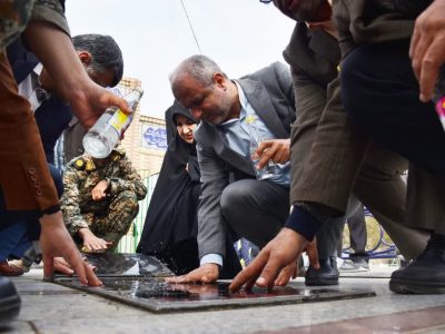 مراسم غبارروبی و عطر افشانی مزار شهدای شهرستان علی‌آبادکتول به مناسبت هفته بسیج